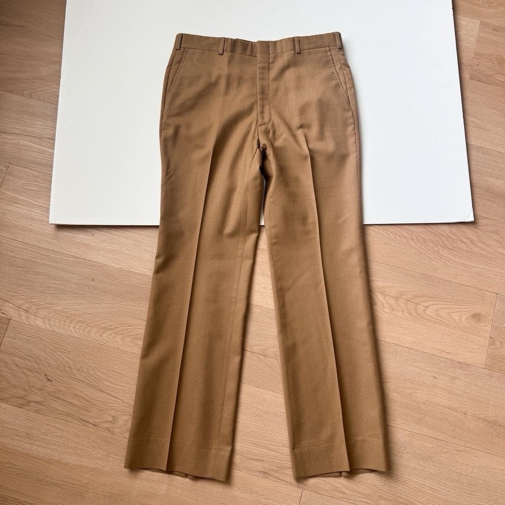 Vintage Brown Wool Trouser Pants 34 Straight Leg Classic 70s Made in USA